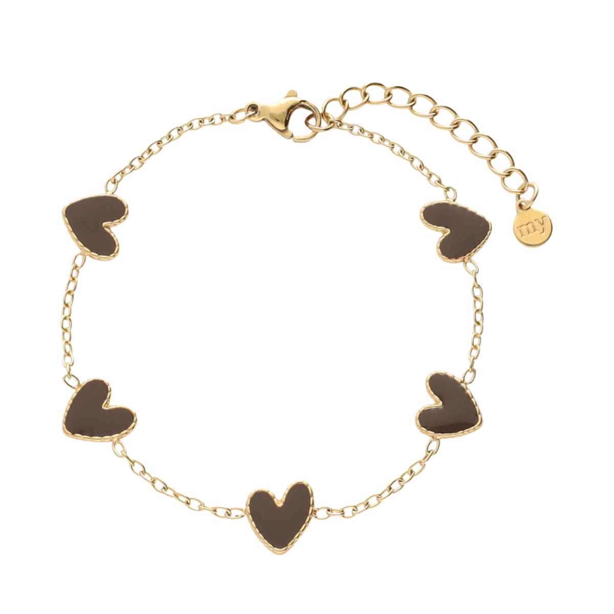 Bracelet with Brown Heart - Gold