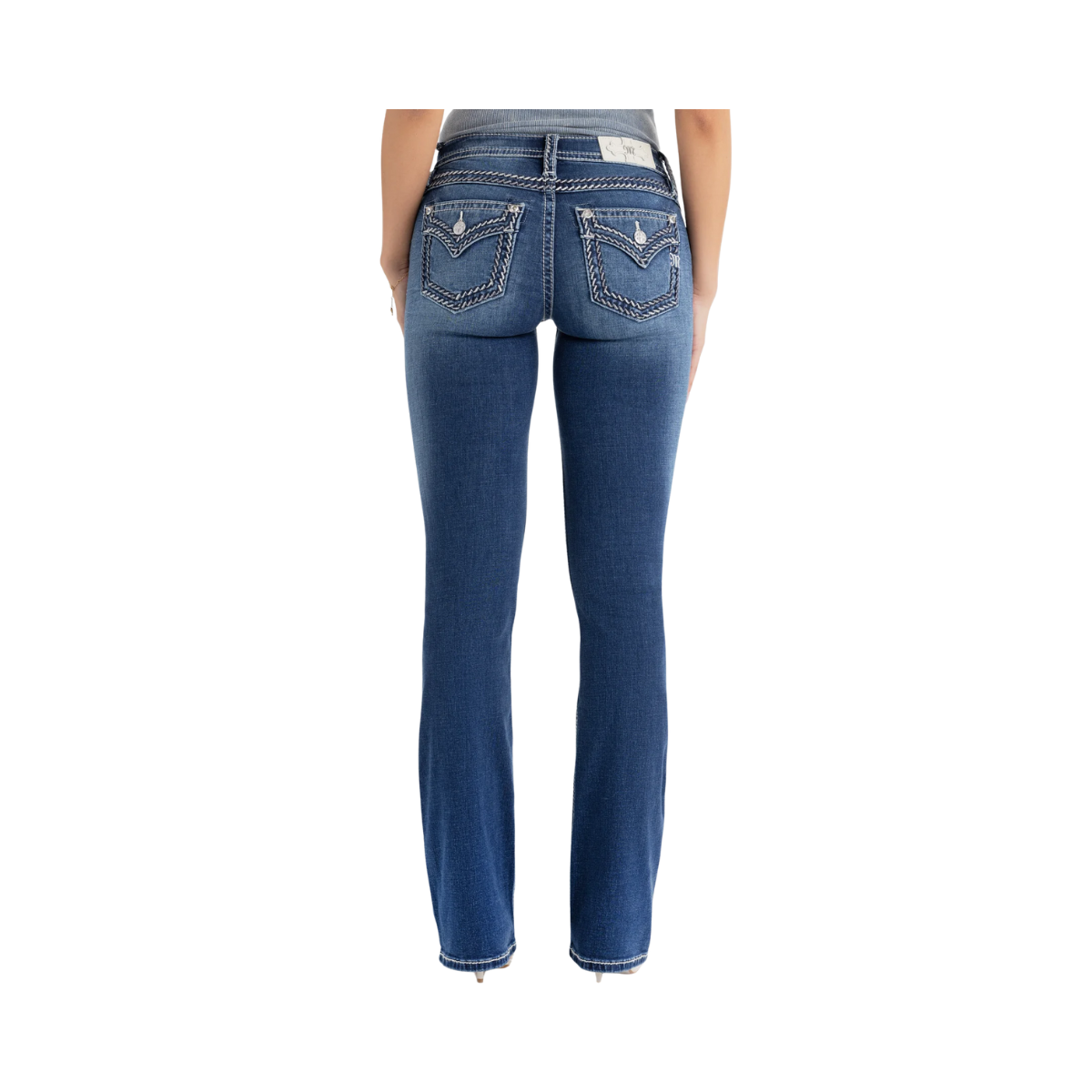 Caroline Stitched Bootcut Jeans - Med/Dark Wash
