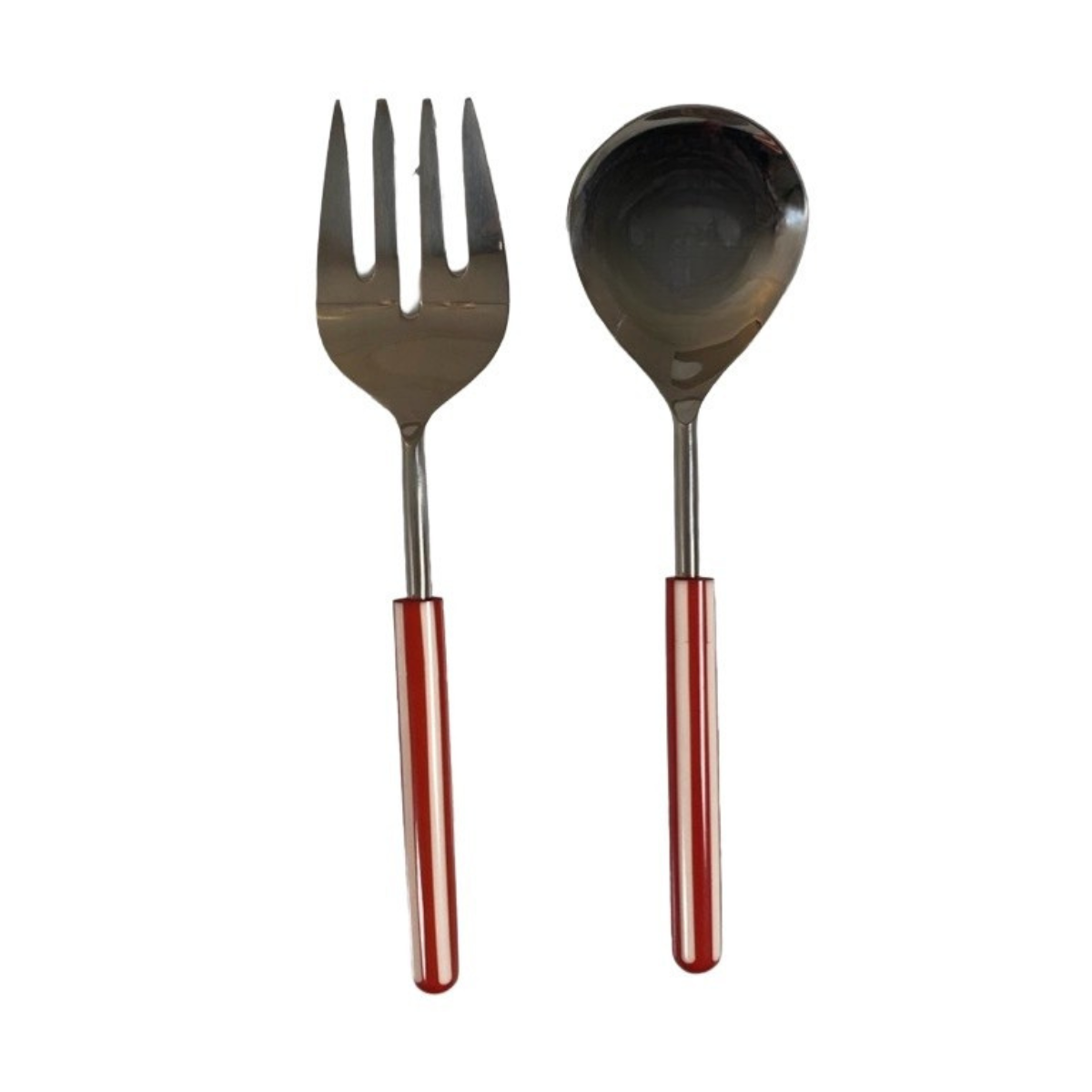 Salad Servers Stripe - red