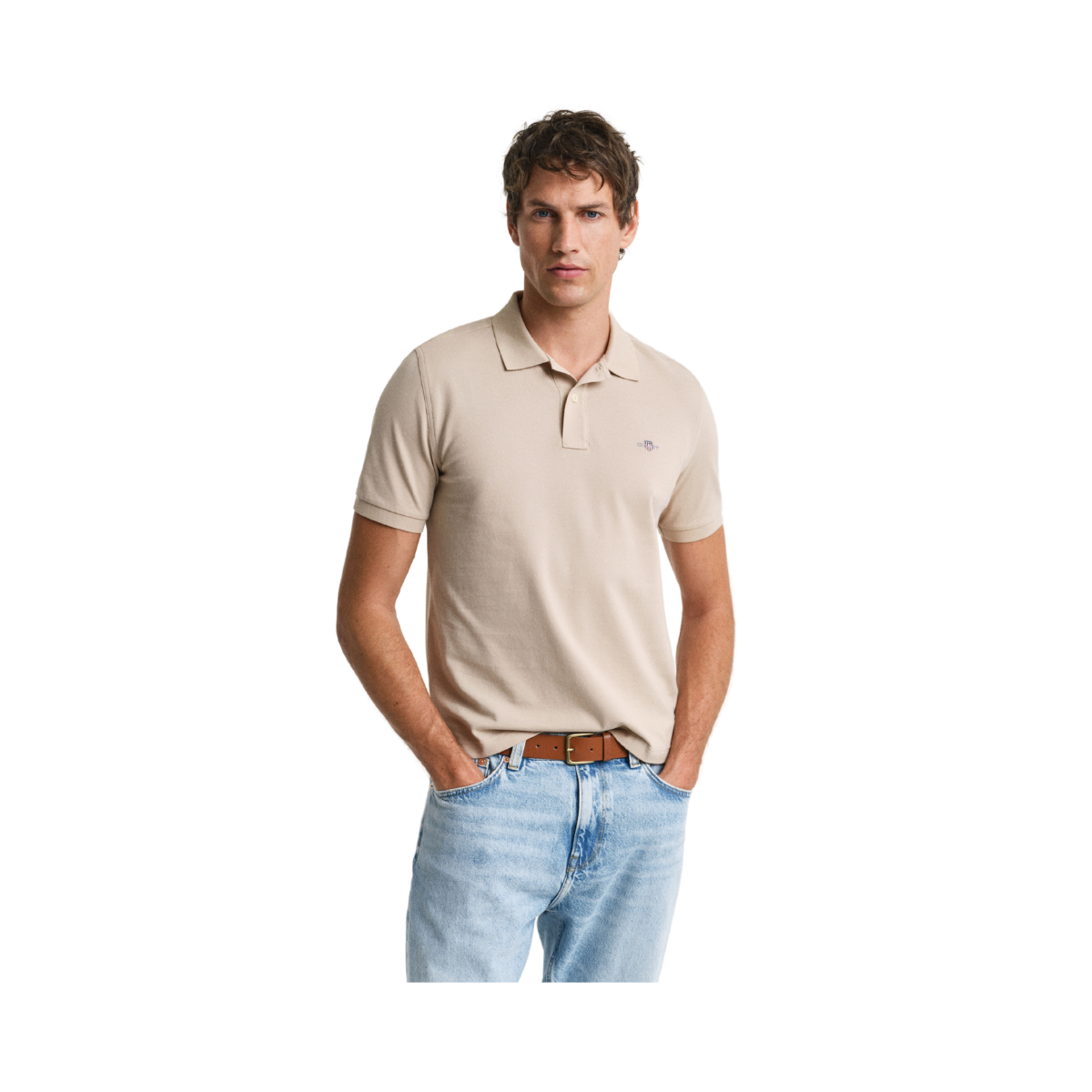 Shield SS Pique Polo - Dry Sand