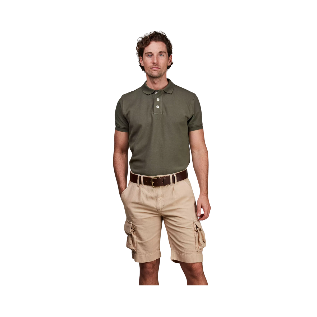 Cotton/Linen Cargo Shorts - Beige