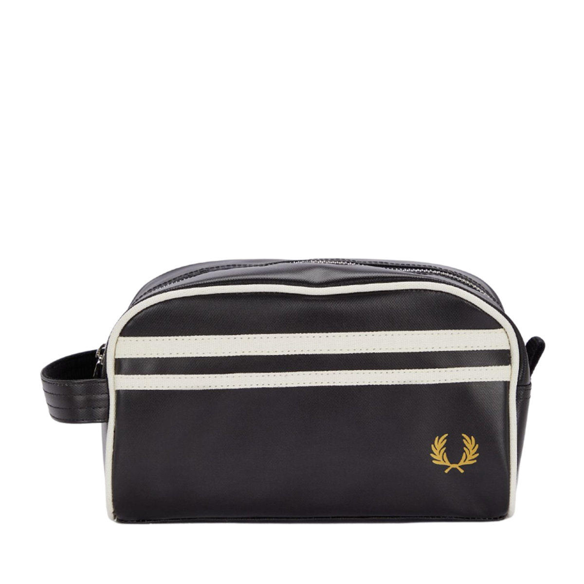 Coated Polyester Wash Bag - Black/Ecru