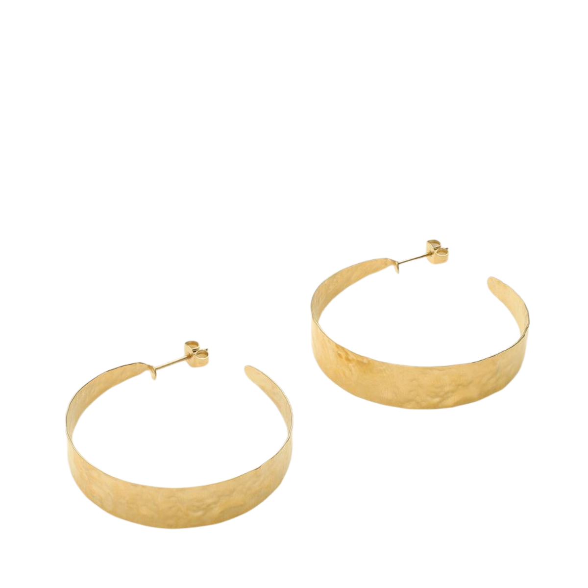 Earrings Hammered Hoops - Gold