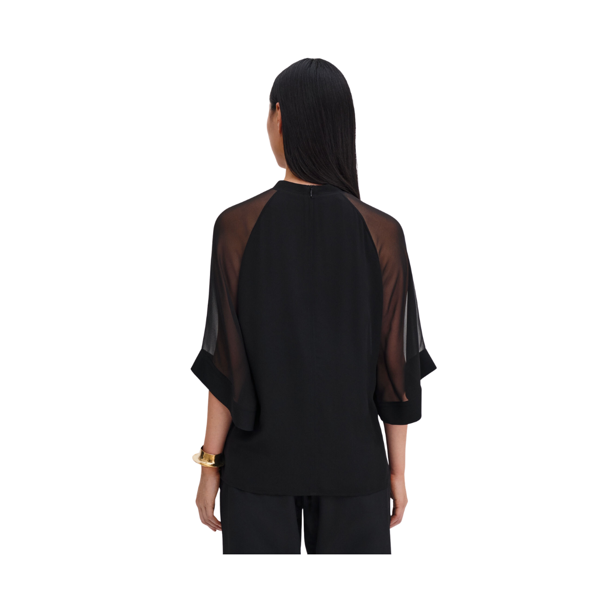 Sheer Raglan Blouse - Black