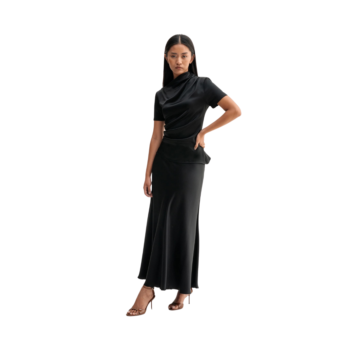Lizi Satin Tee - Black