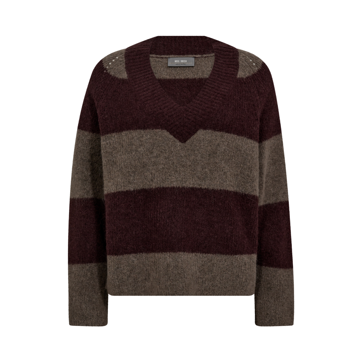 MMTaci Stripe LS V-Neck Knit - Fudge