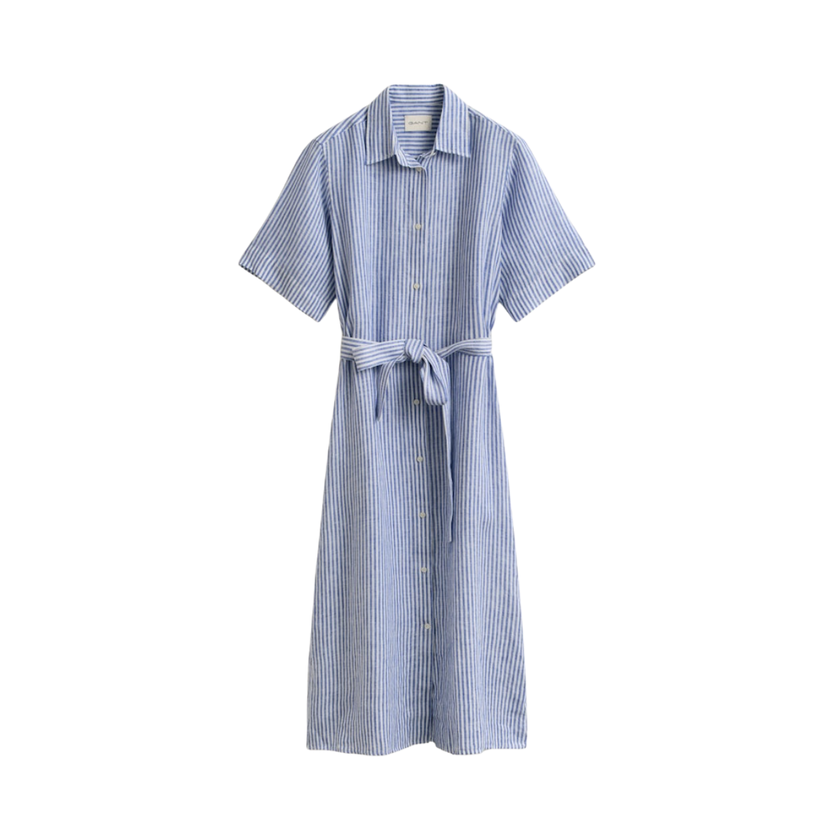 Striped Linen SS Shirt Dress - 417 Royal Blue