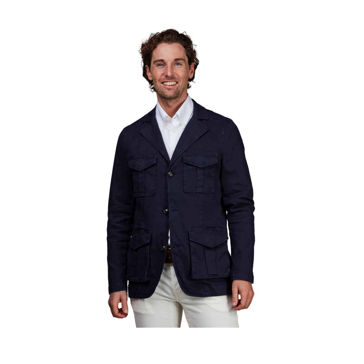 SPERLONGA LINEN BLEND JACKET - NAVY 48 S