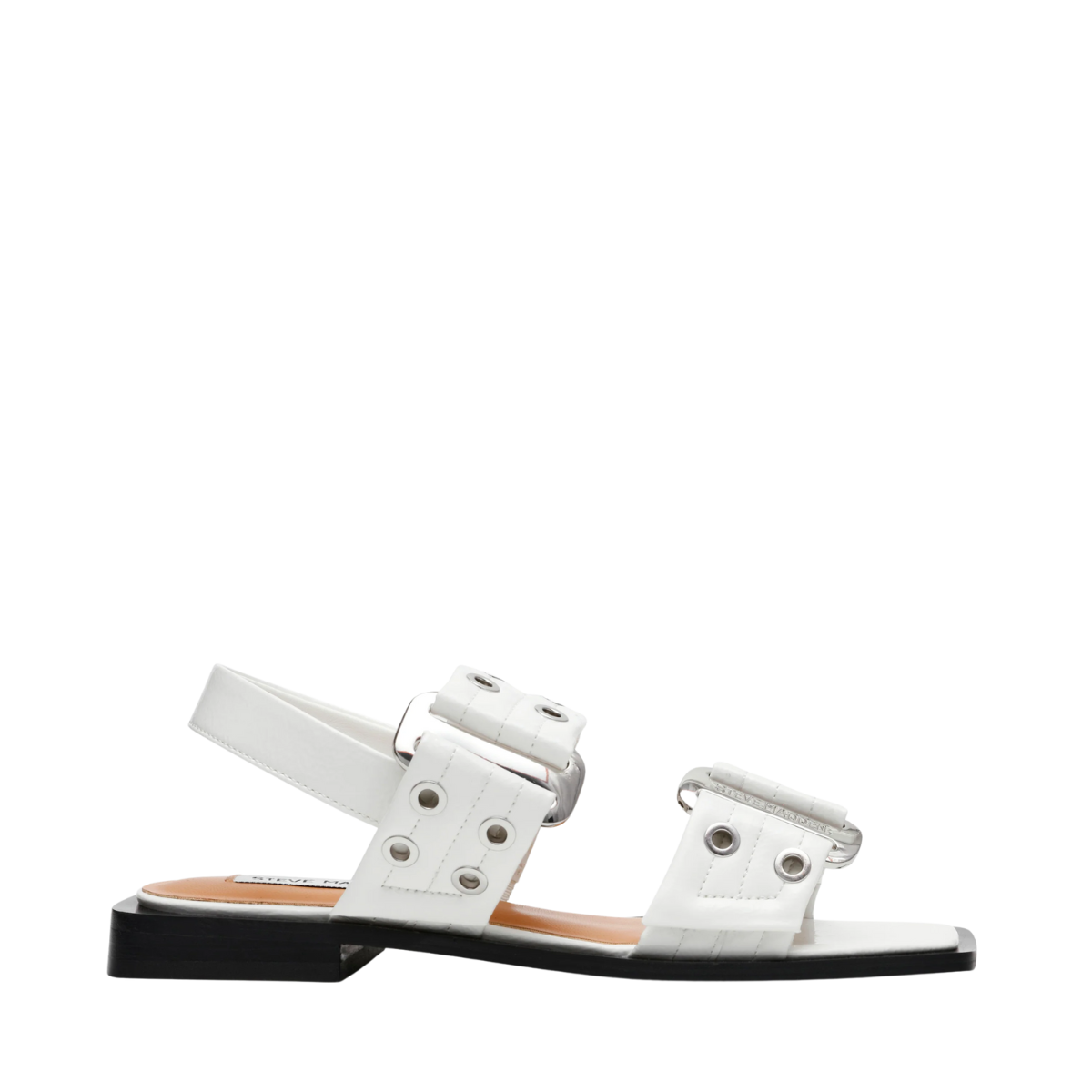 Saria-E Flat Sandals - WHITE PATENT