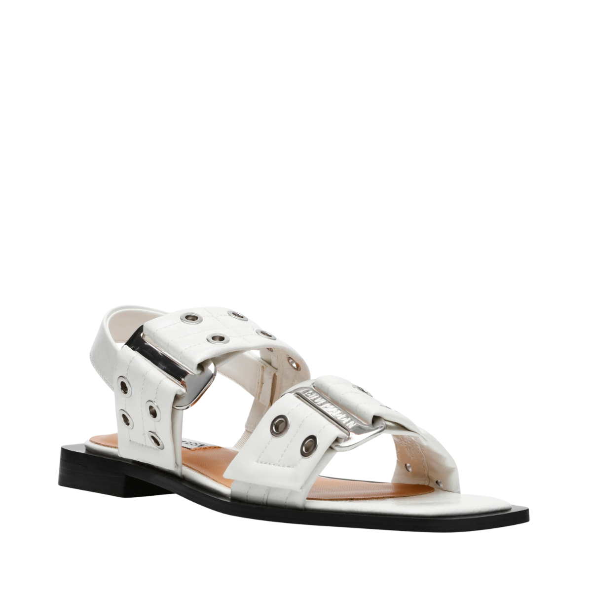 Saria-E Flat Sandals - WHITE PATENT