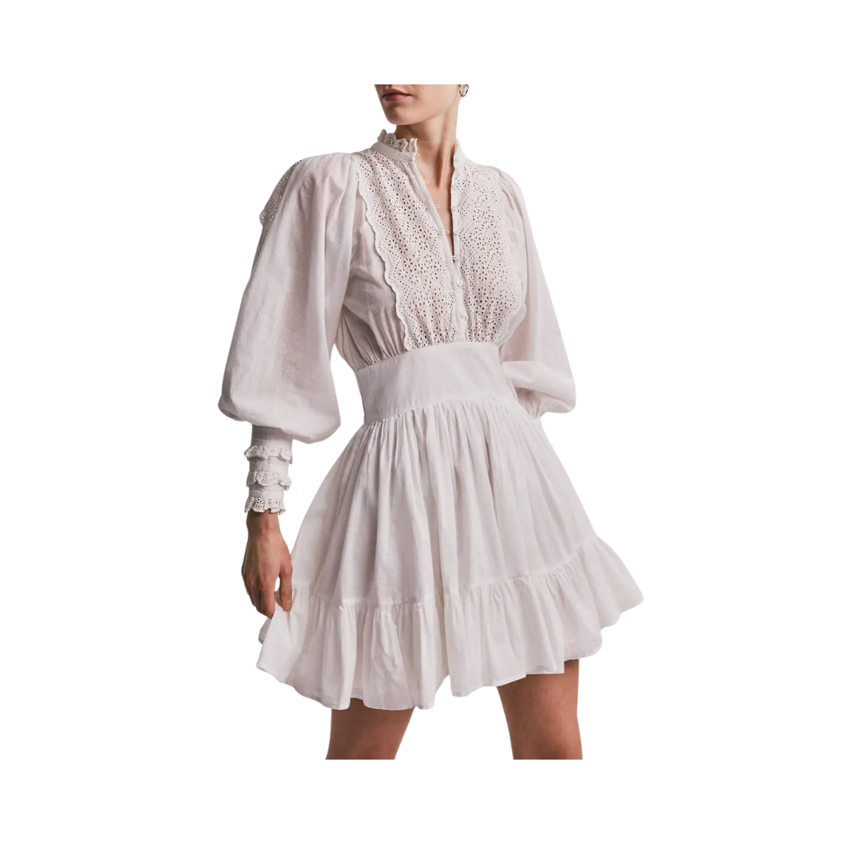 Cotton Slub Mini Dress - 001 - White