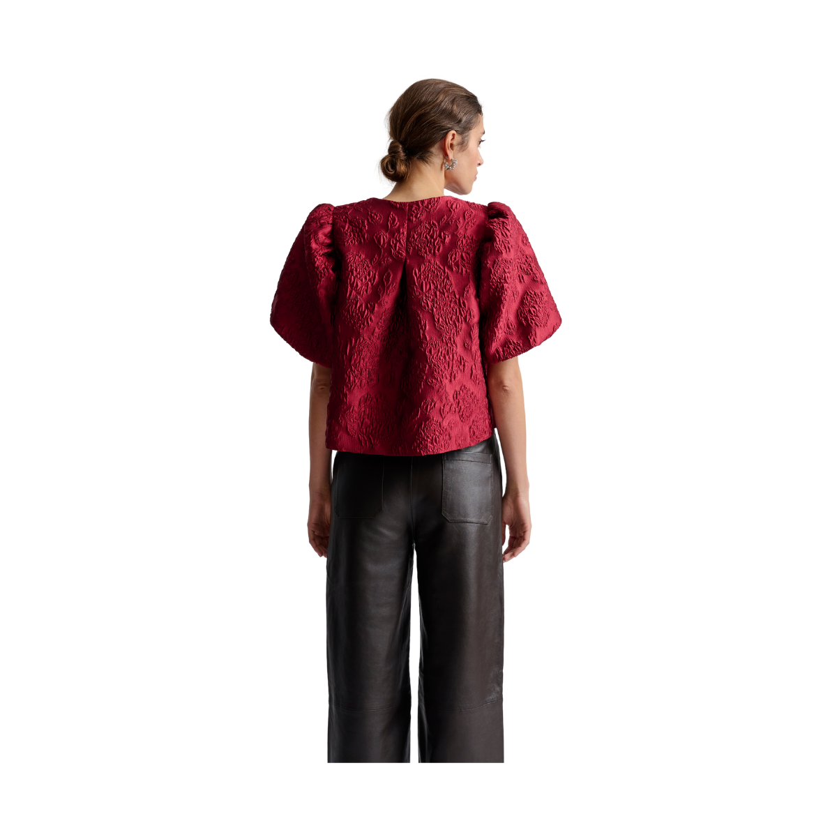 Cleo Pouf Sleeve Blouse - Deep Red