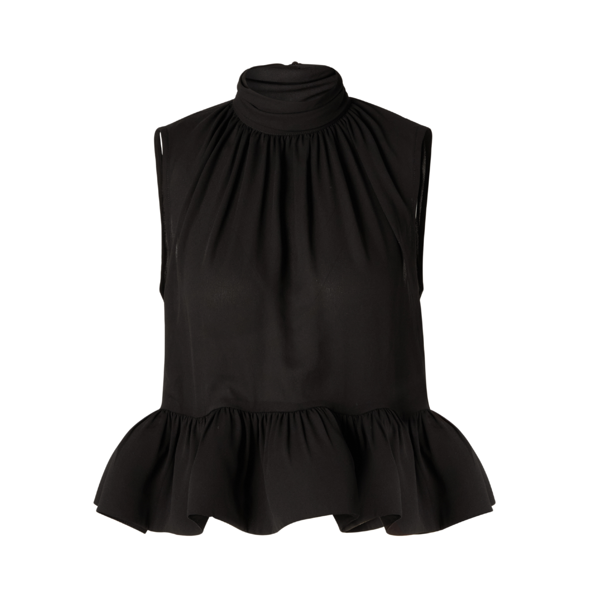 Lune halterneck frilled hem blouse - Black