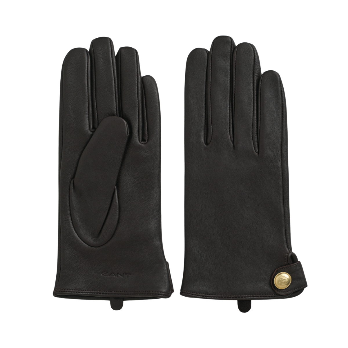Buttoned Leather Gloves - 202 Deep Brown