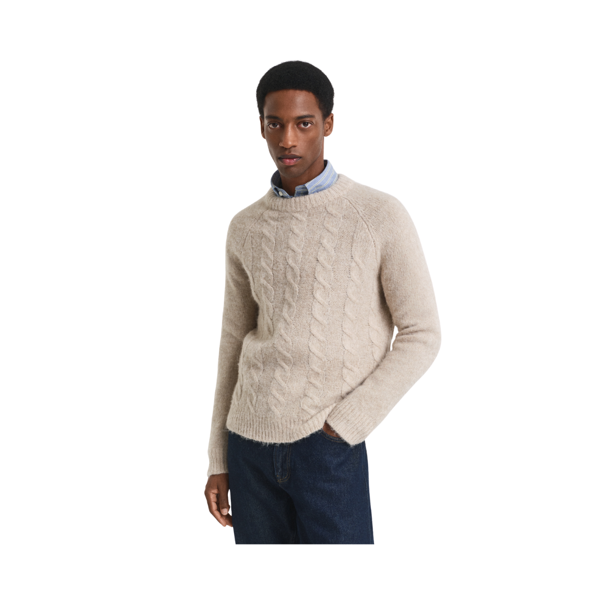 Cable C-Neck - 299 Seed Melange