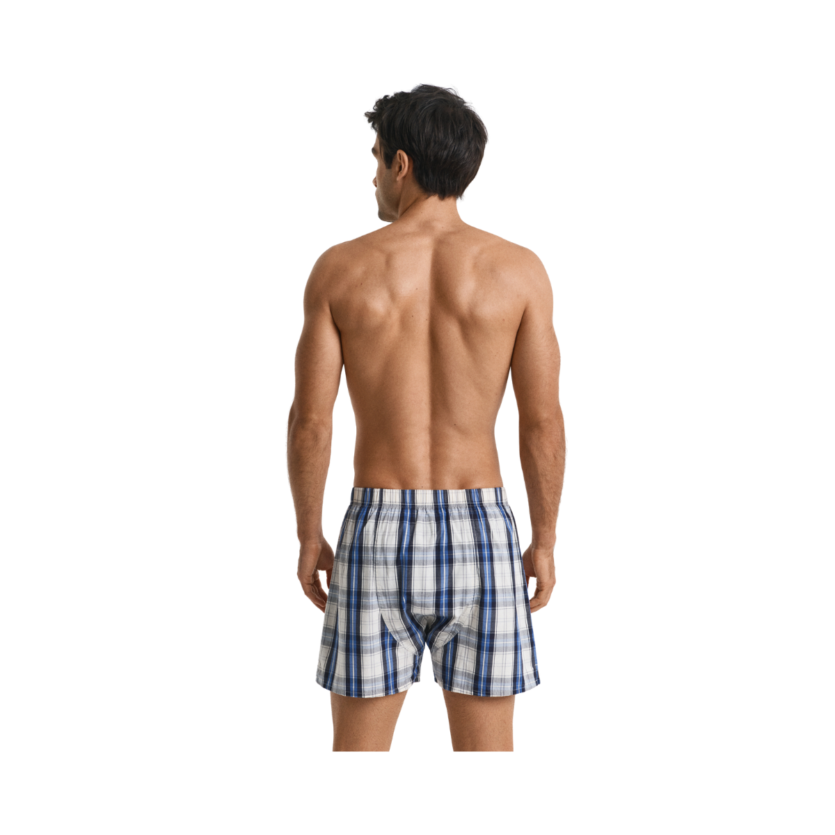 Check And Solid Boxer Shorts 2-P - 410 Marine