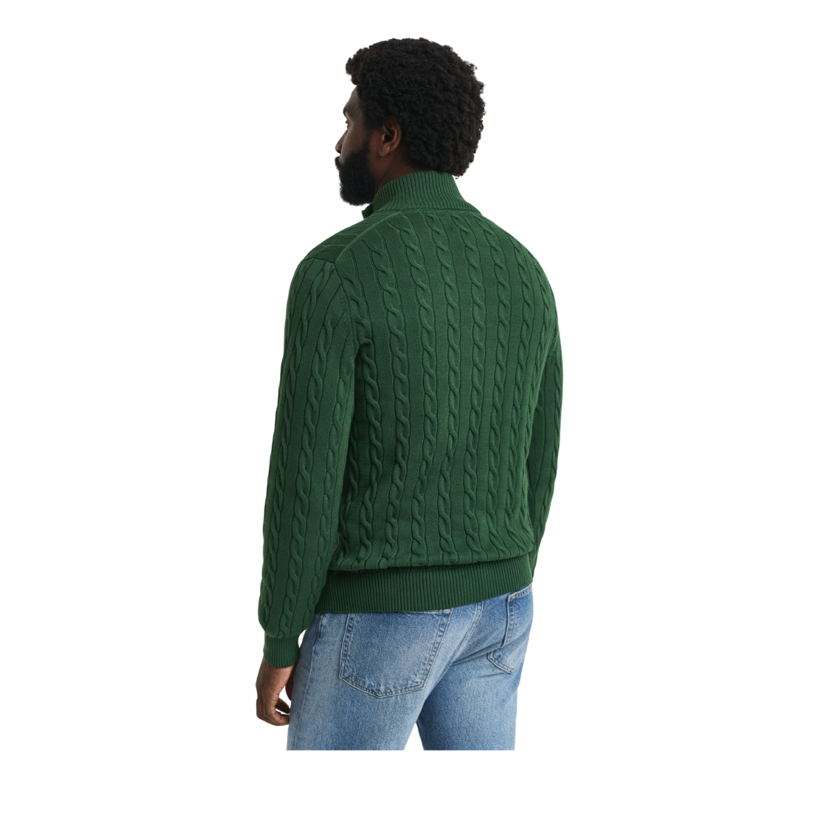 Cotton Cable Half Zip - 338 Forest Green