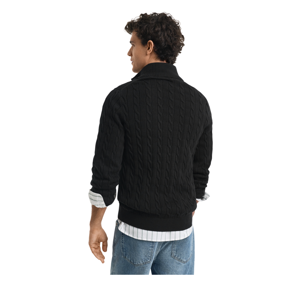 Cotton Cable Half Zip - 5 Black