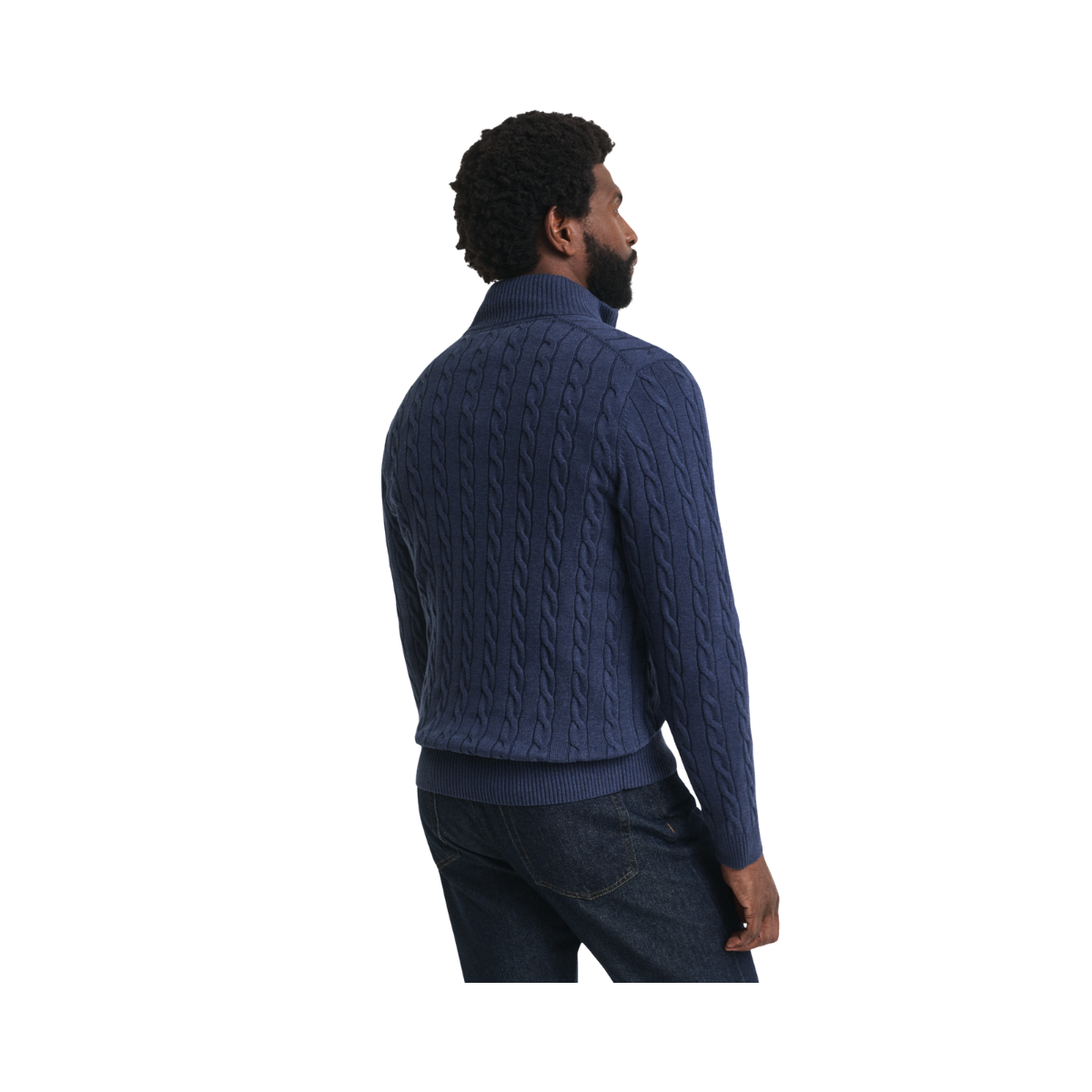 Cotton Cable Half Zip - 902 Dark Jeansblue Melange