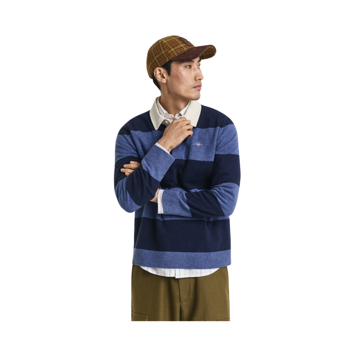 Extrafine Lambswool Striped Polo - 410 Marine