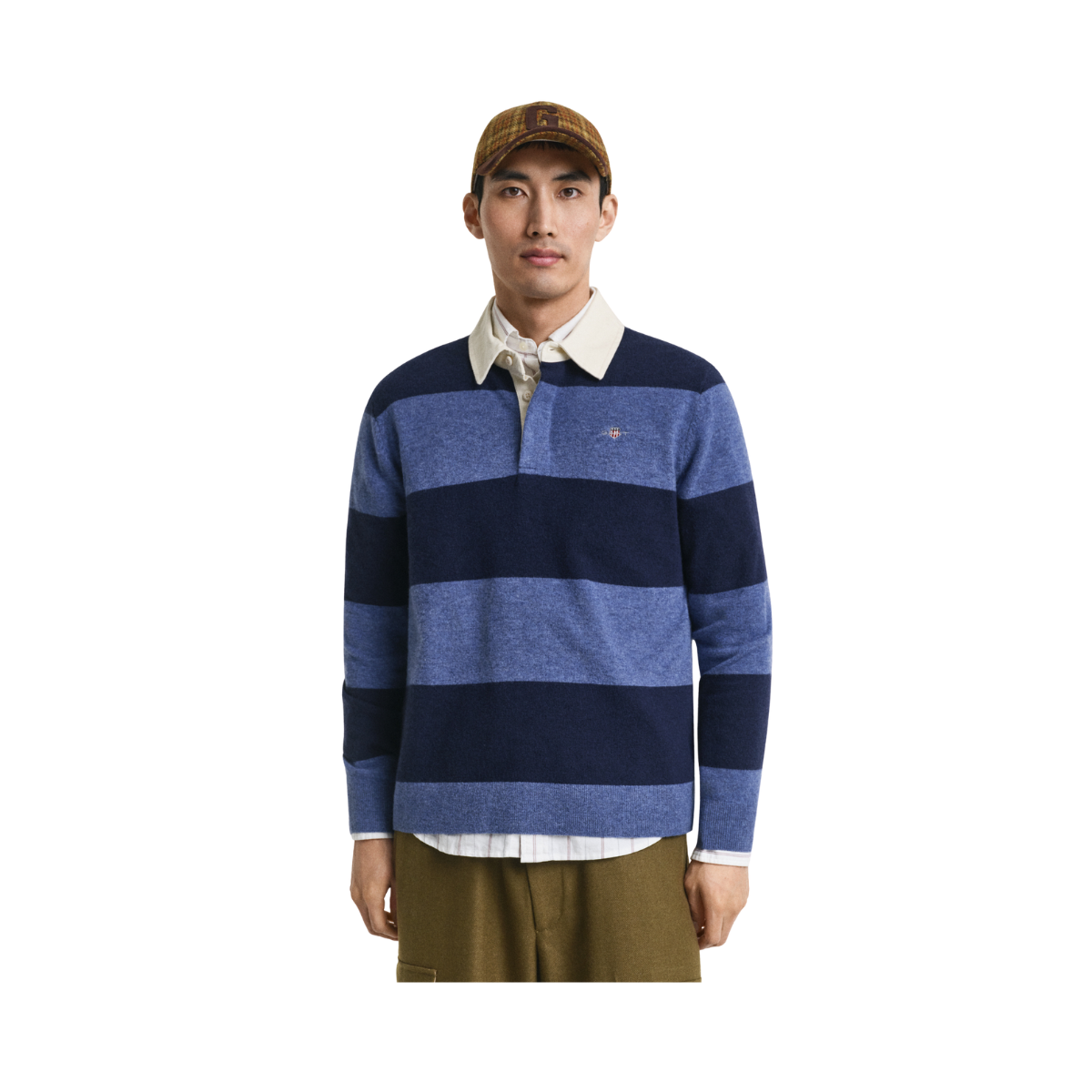 Extrafine Lambswool Striped Polo - 410 Marine