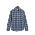 Flannel Melange Check Shirt - Denim Blue Melange