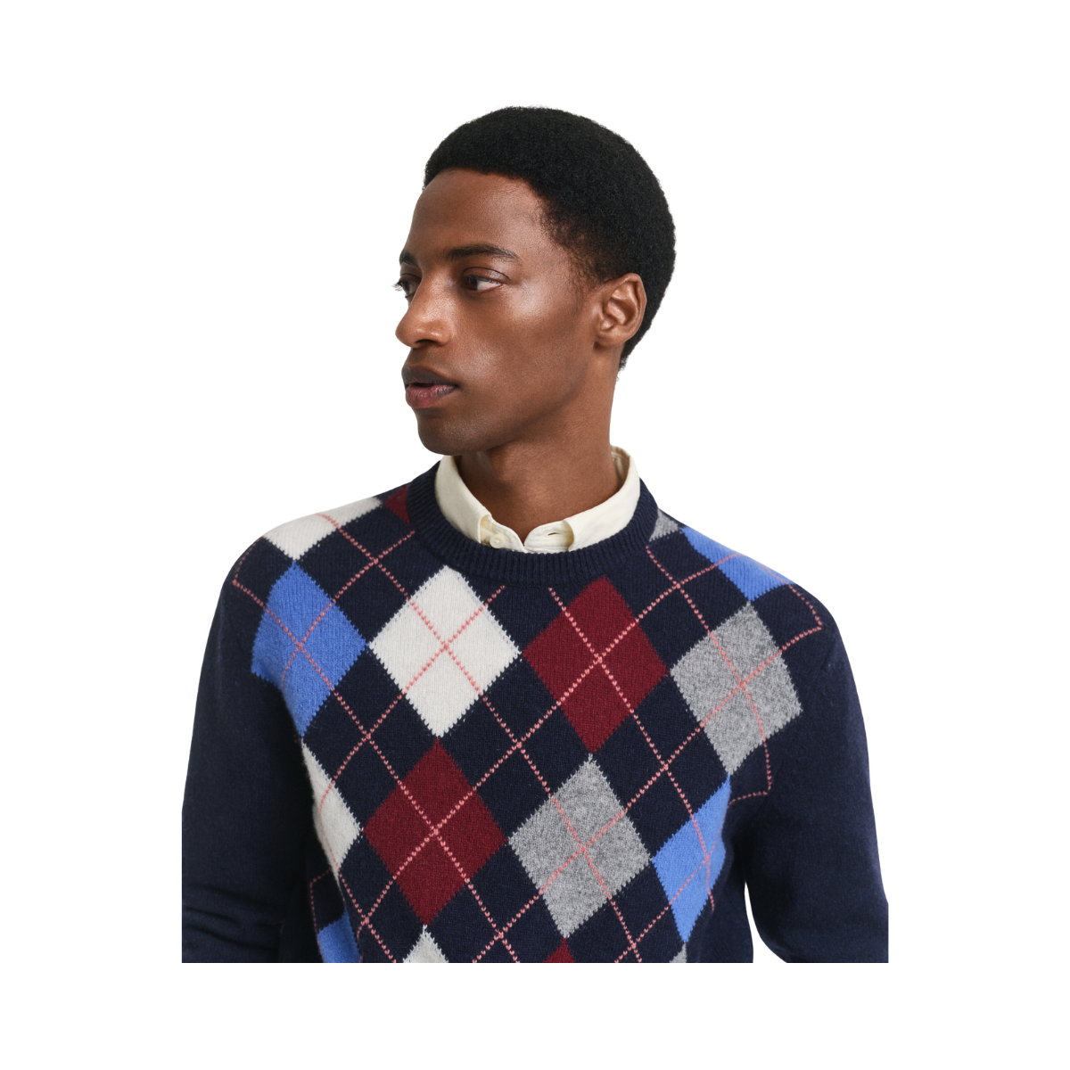 Argyle C-Neck - 480 Dark Navy Melange