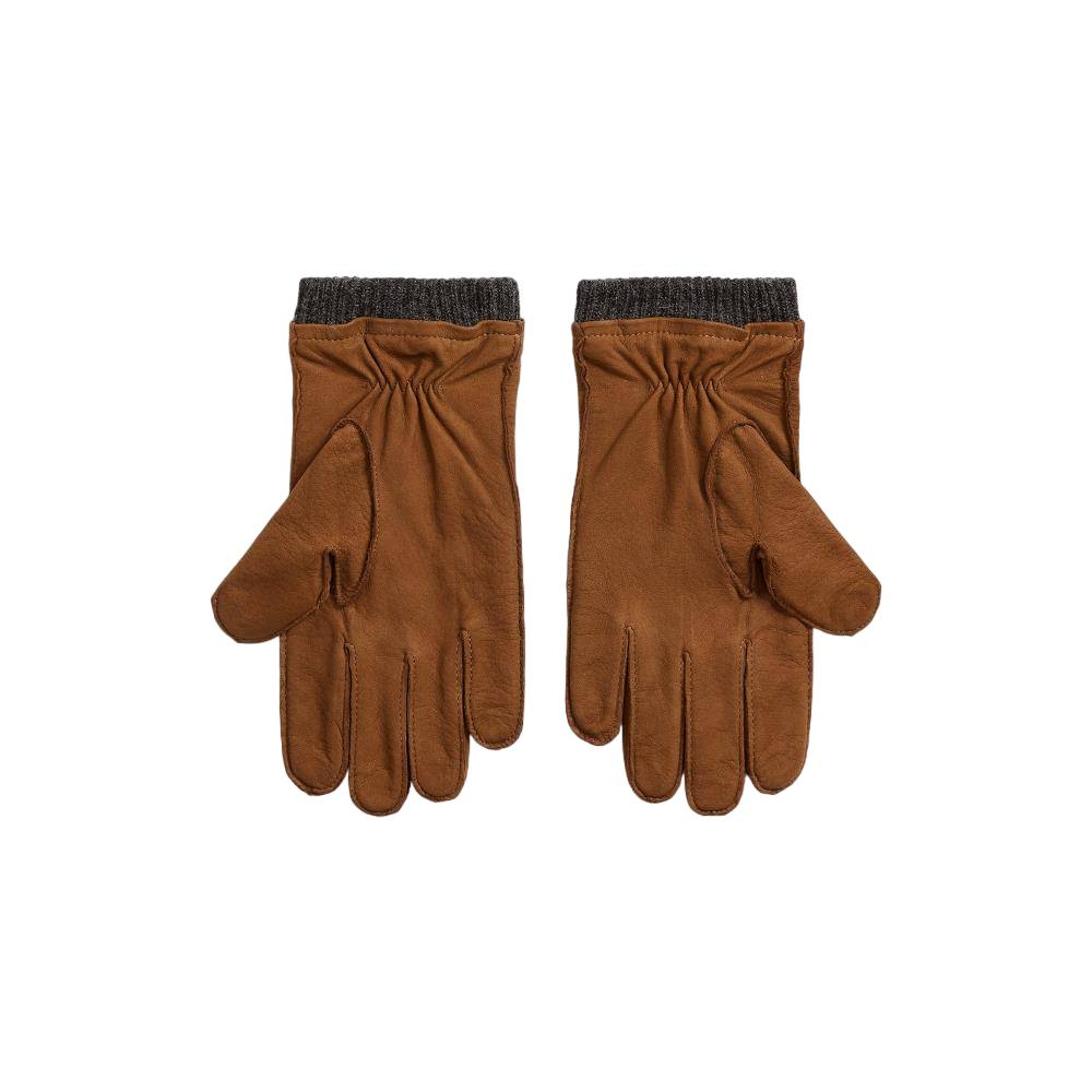 Leather Knit Glove - Brown