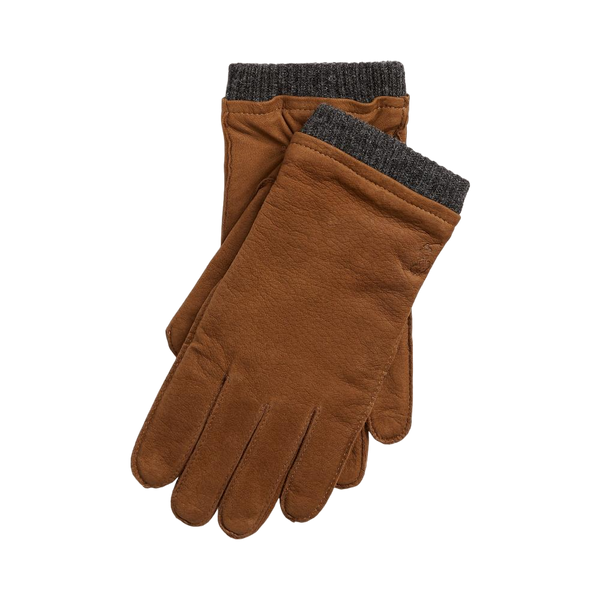 Leather Knit Glove - Brown