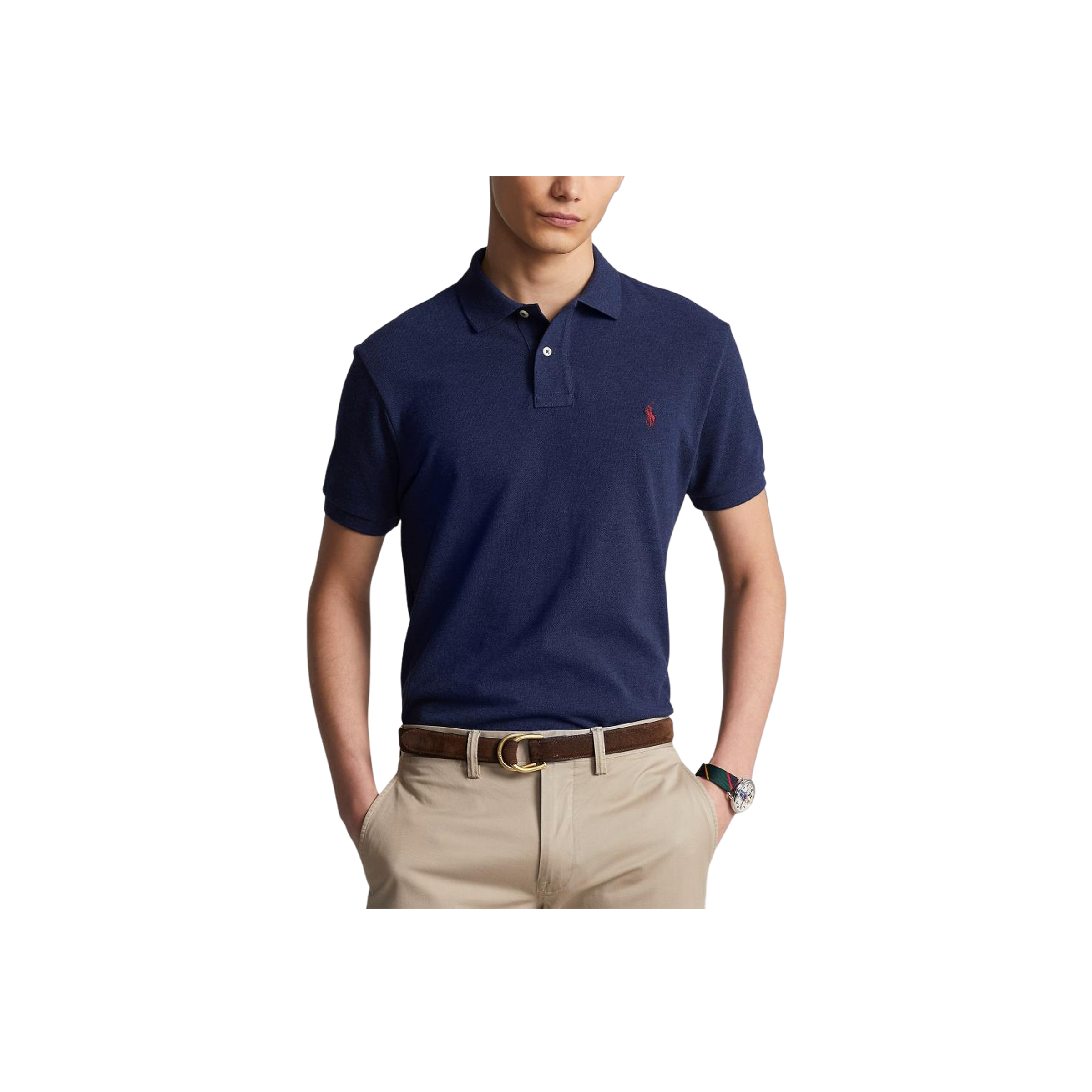 Custom Slim Fit Mesh Polo Shirt - Spring Navy