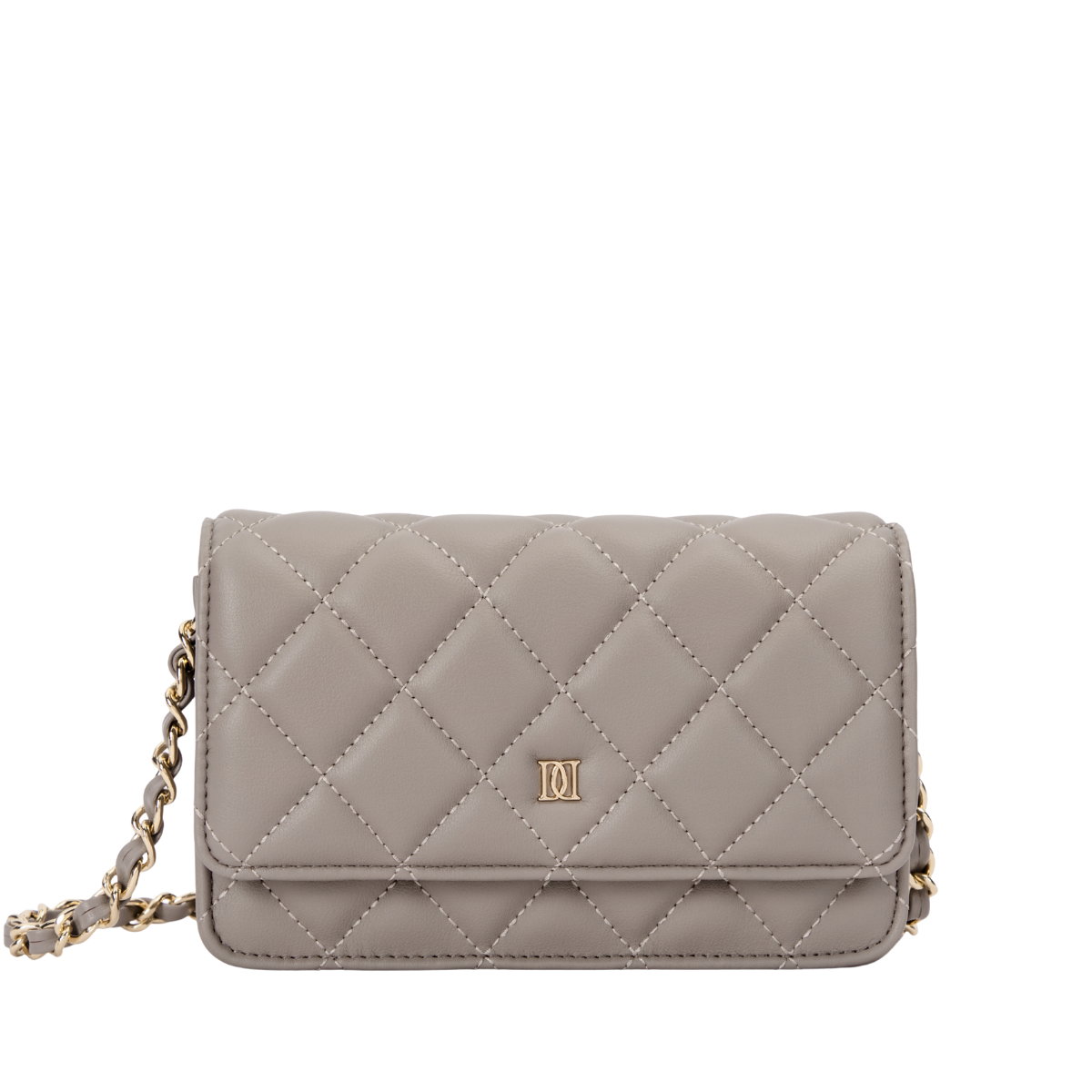 Leather Quilted Mini Bag - TAUPE