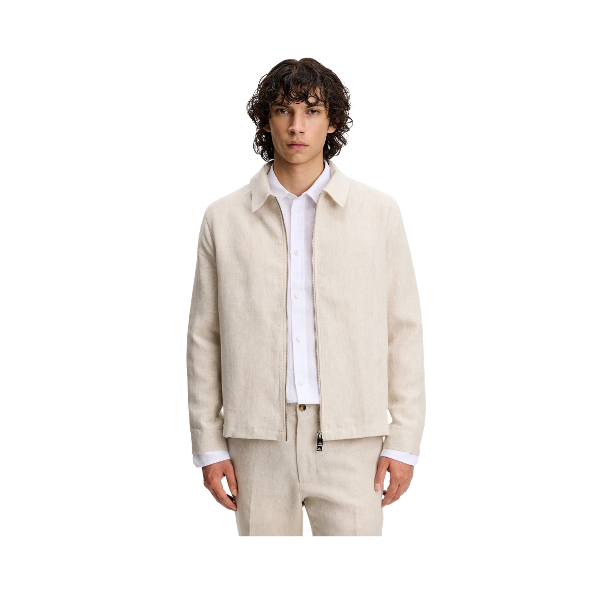 Julius Drape Linen Overshirt - Moonbeam