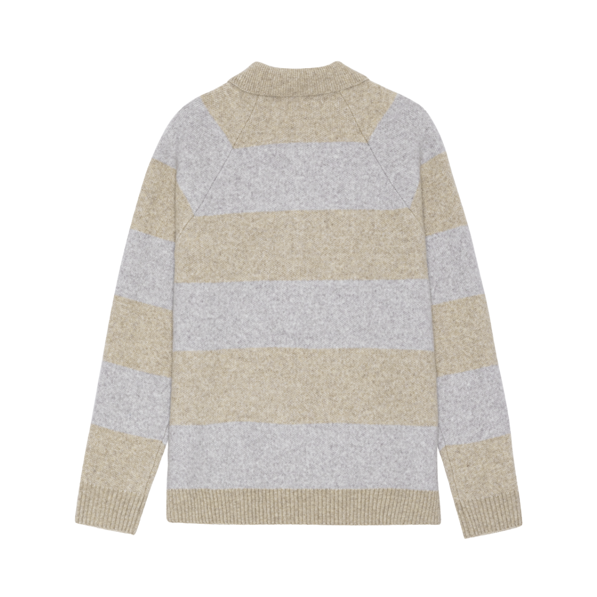 Striped Melange Knitted Polo - Light Sand Melange