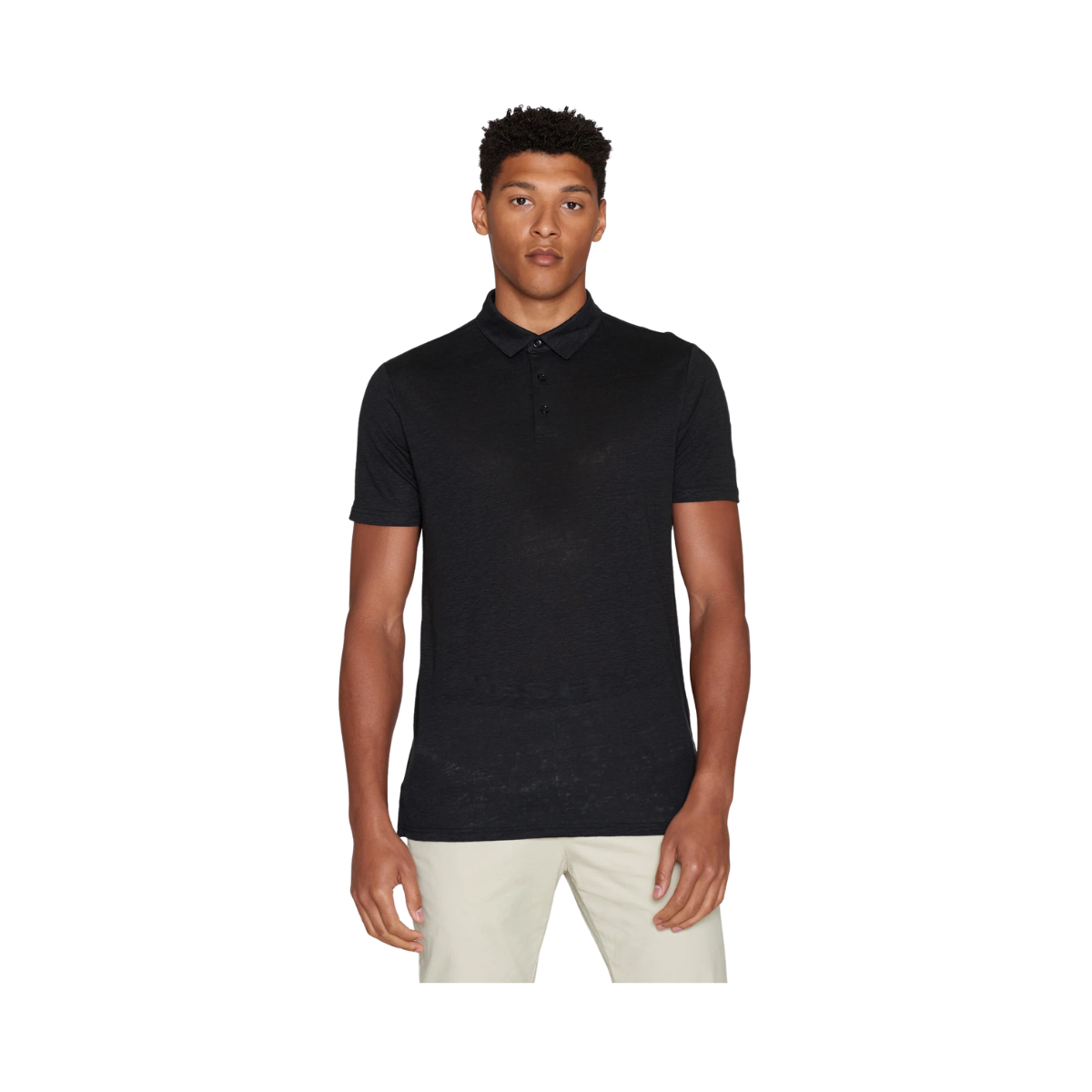 Linen polo - Black Jet