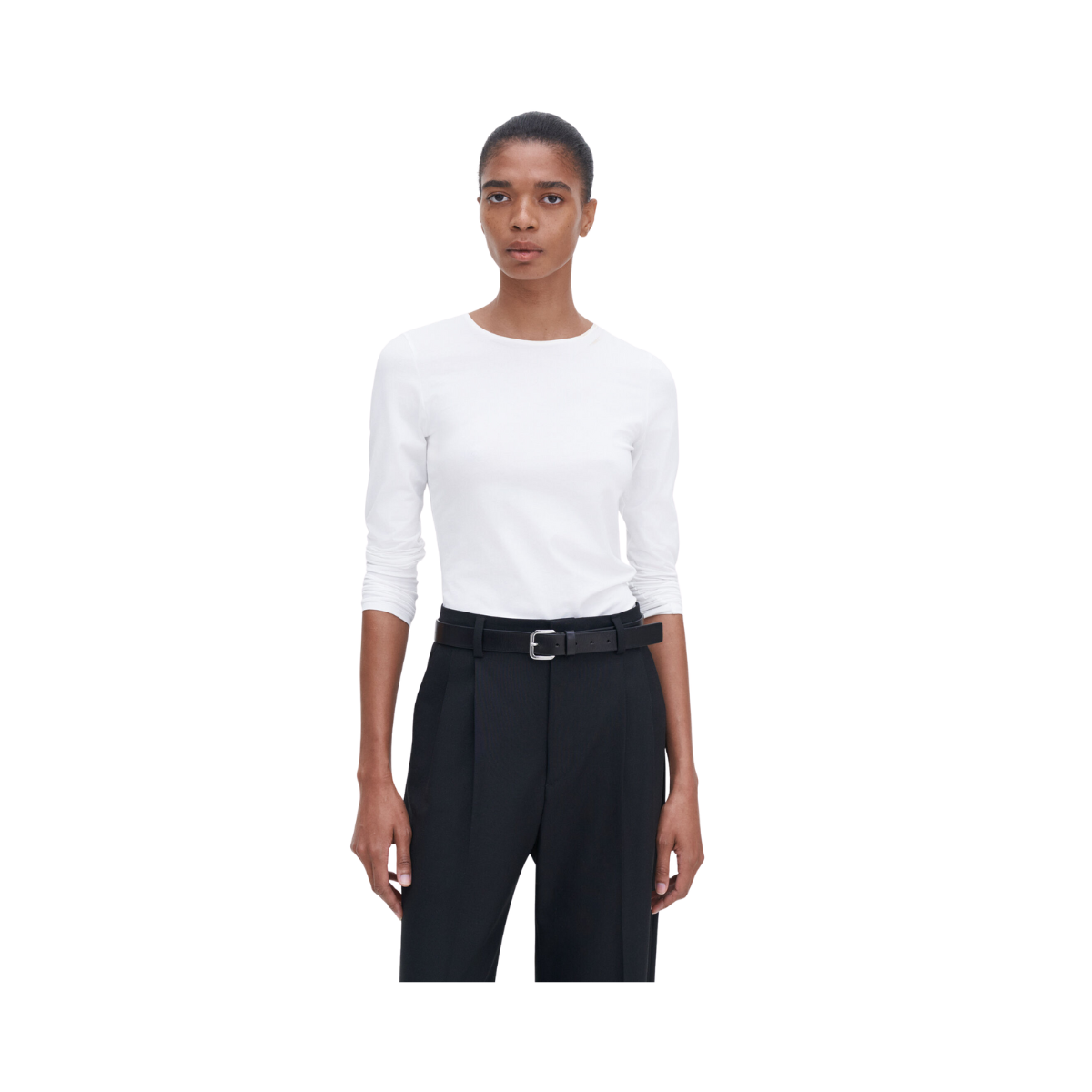 Cotton Stretch Long Sleeve - White