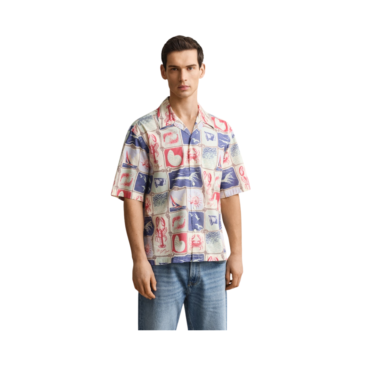 Nautical Print Shirt - Creamed White