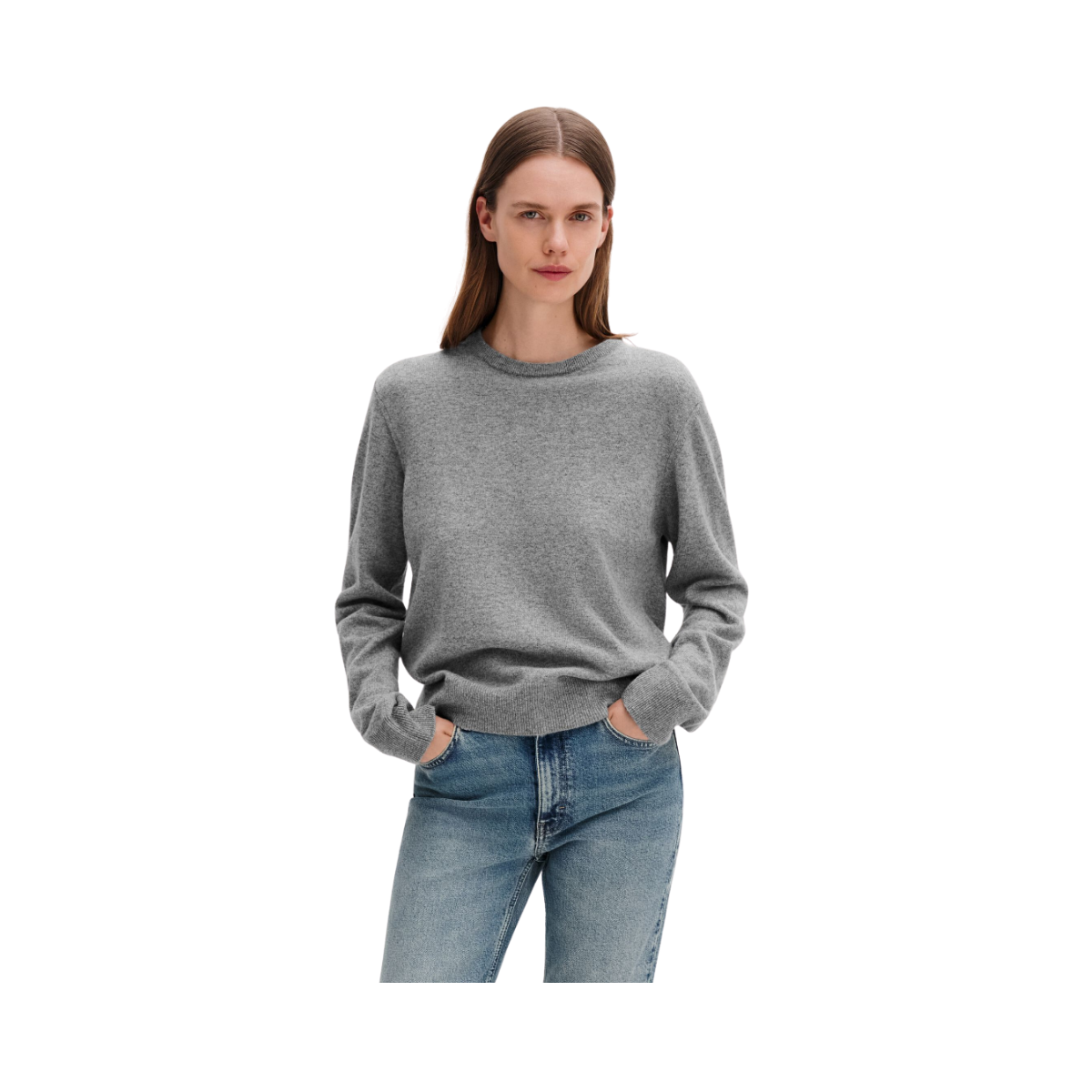 Soft Wool Crewneck Sweater - Grey Melange