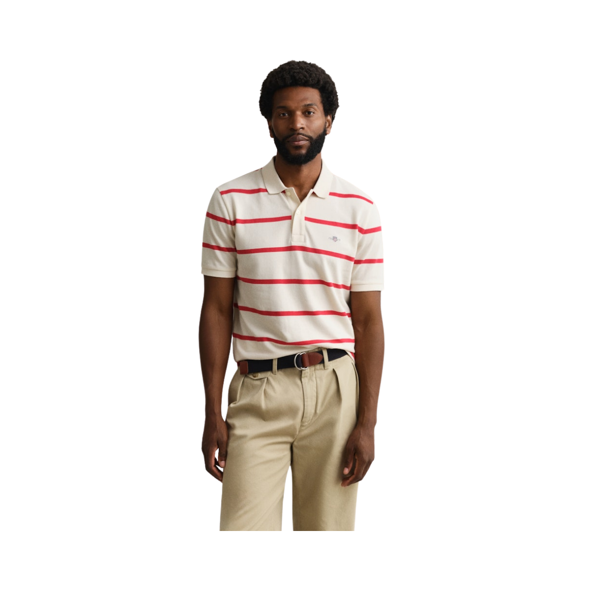 Striped SS Polo - Creamed White