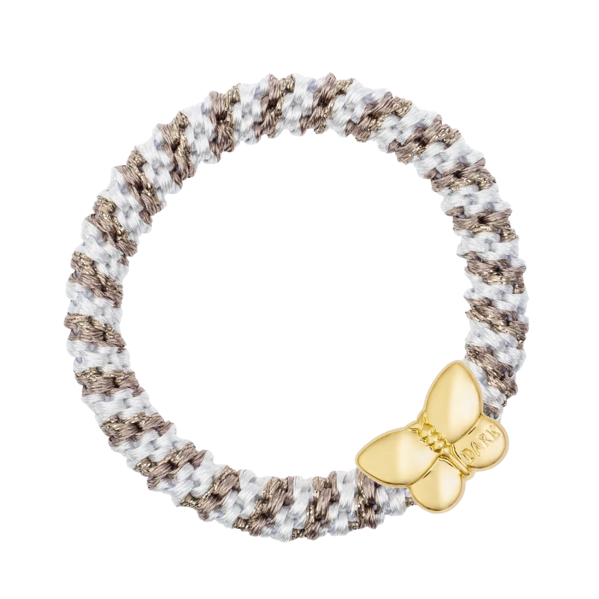 Fat Hair Tie W/Gold - Warm Taupe Mix W/Butterfly