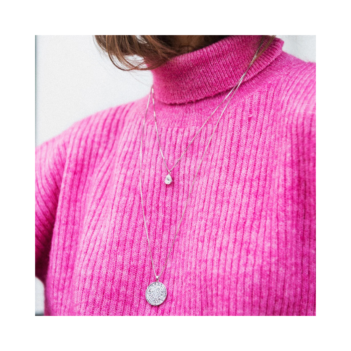 Petite Drop Necklace Rhodium - 0101 Crystal