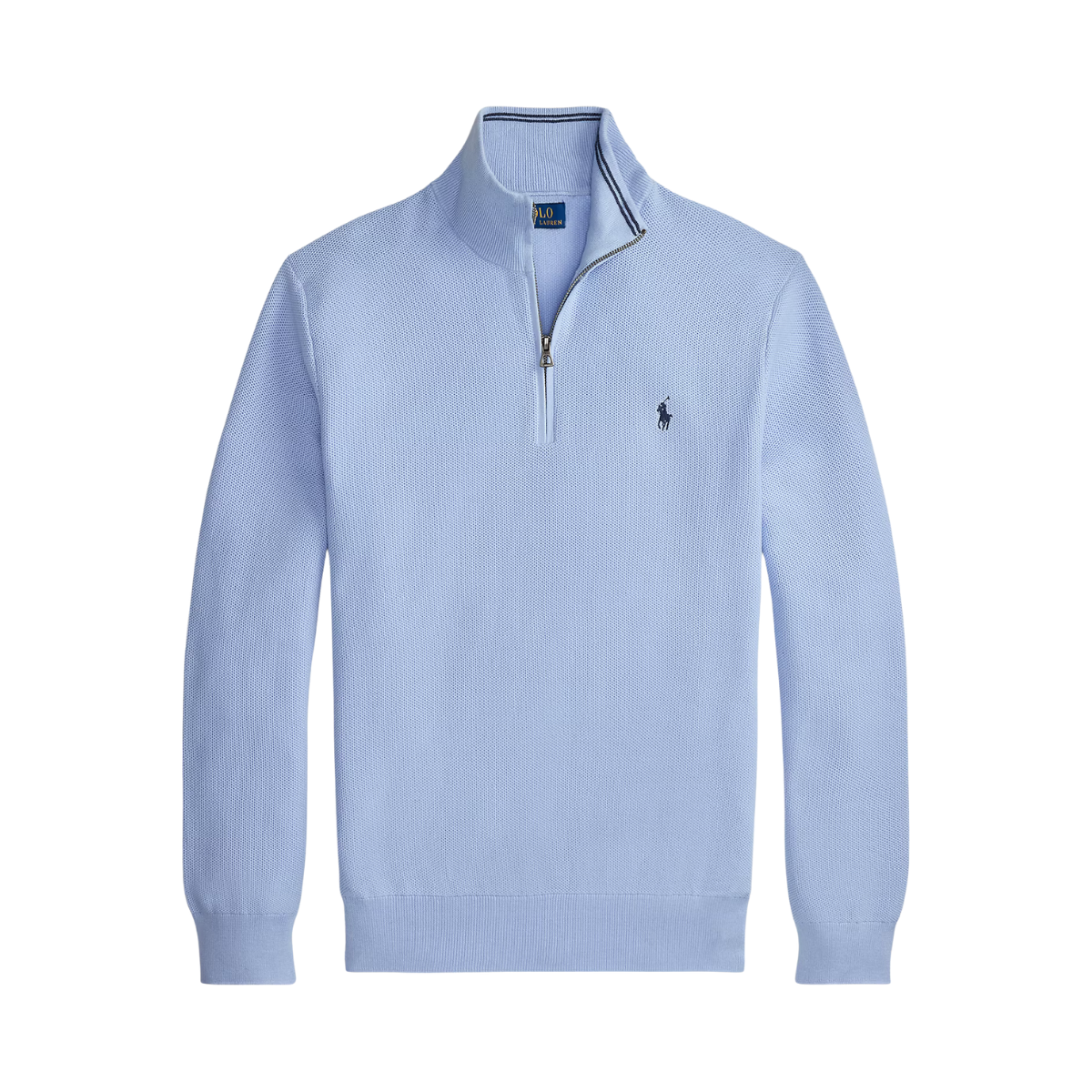 Knit Cotton Quarter-Zip Sweater - Office Blue