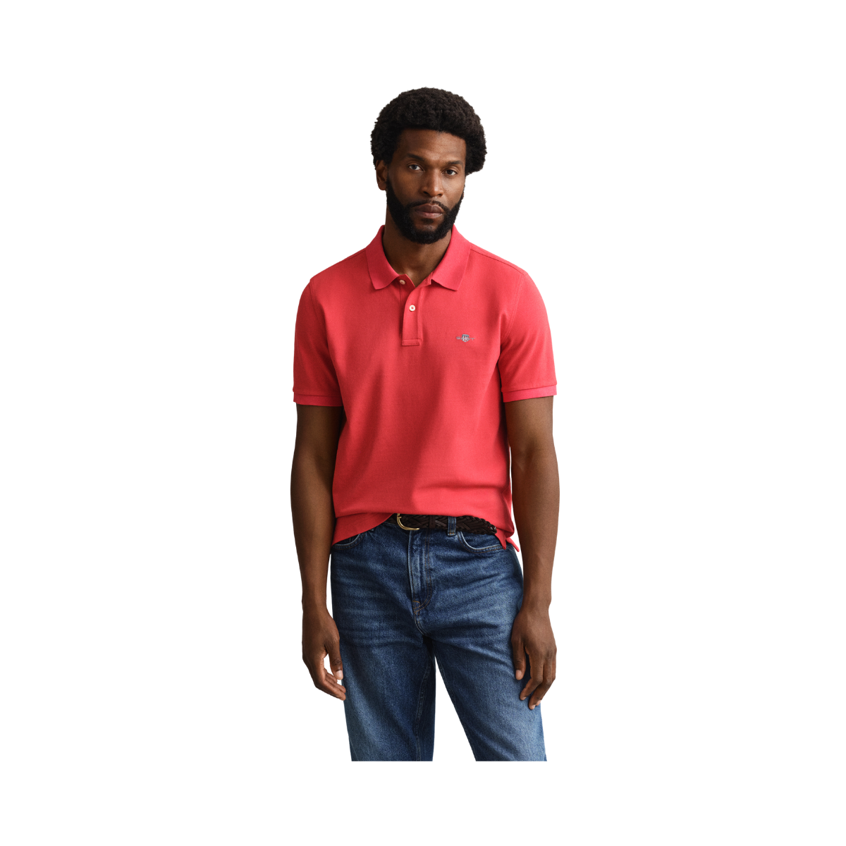 Shield SS Pique Polo - Rose Red