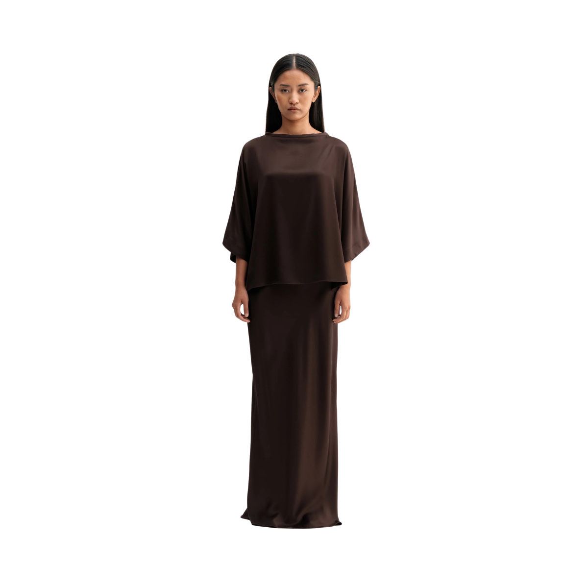 Hana Long Logo Skirt - Dark Brown