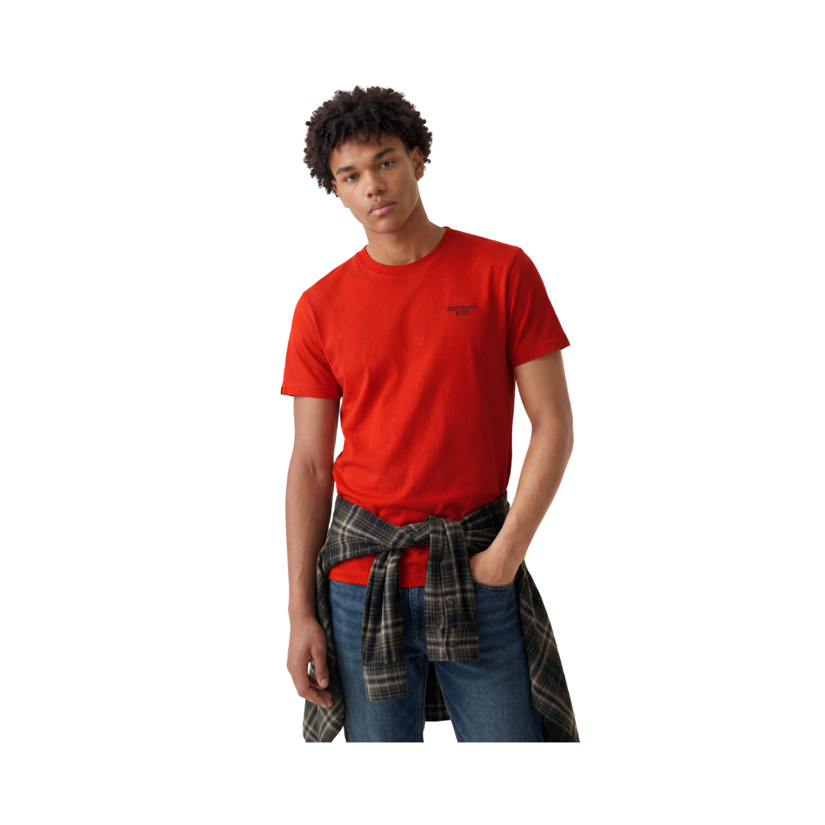Essential Stacked Logo Emb Tee - Lollipop Red/Navy