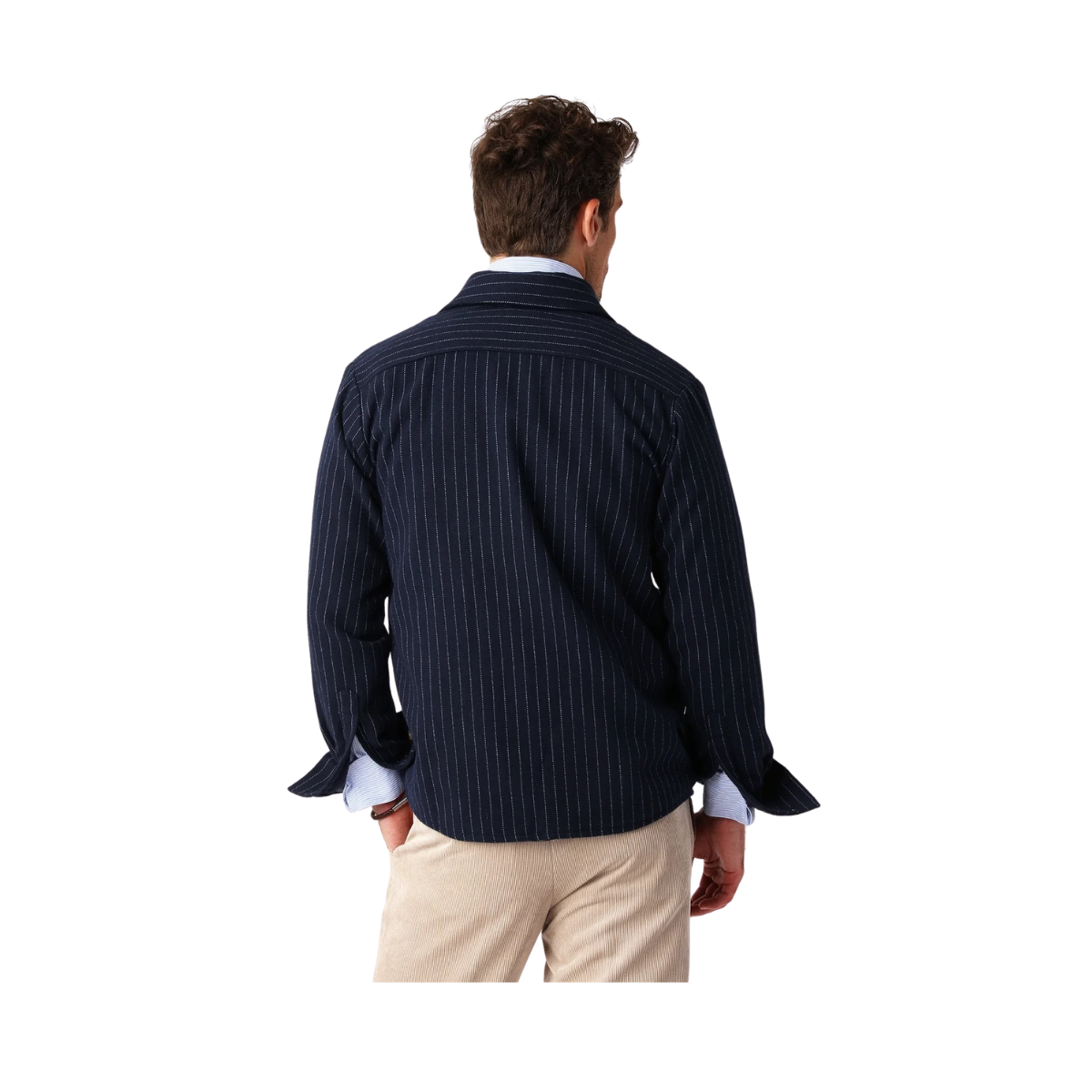 Woven Overshirt - Navy Pinstripe