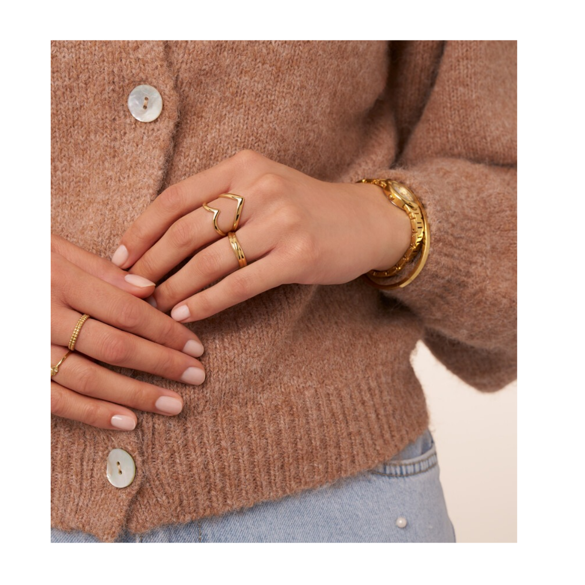 Ring Big Open Heart - Gold