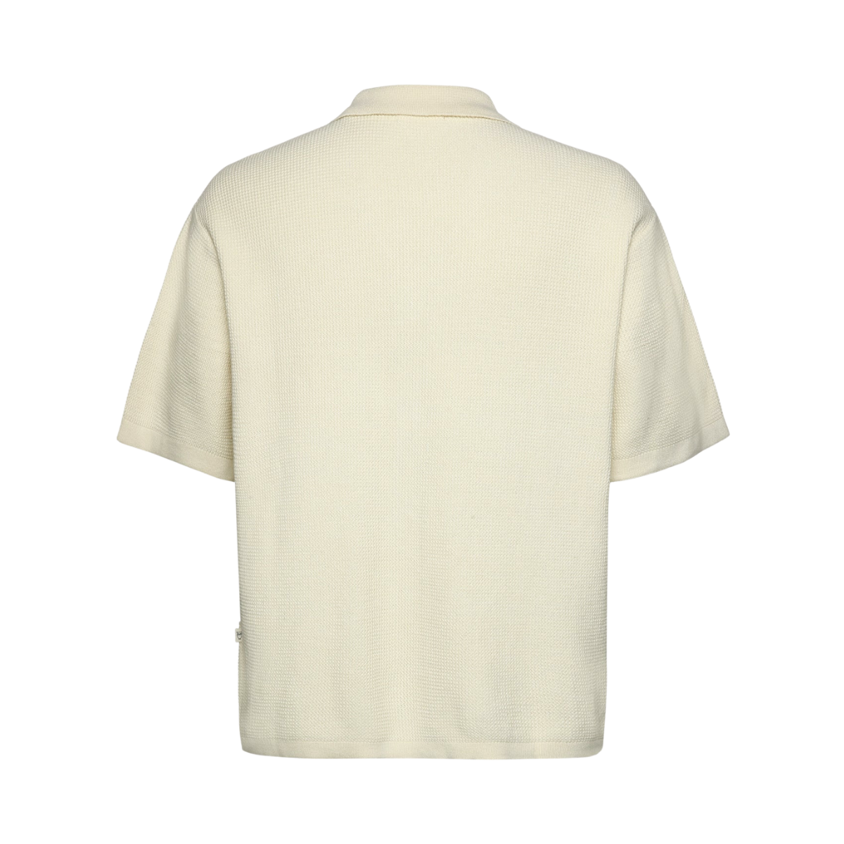 Boxy Short Sleeve Structured Knitted Shirt - Egret
