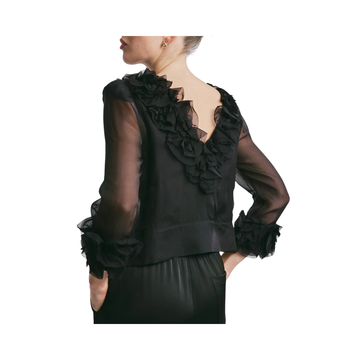 Organza Frilly Top - Black