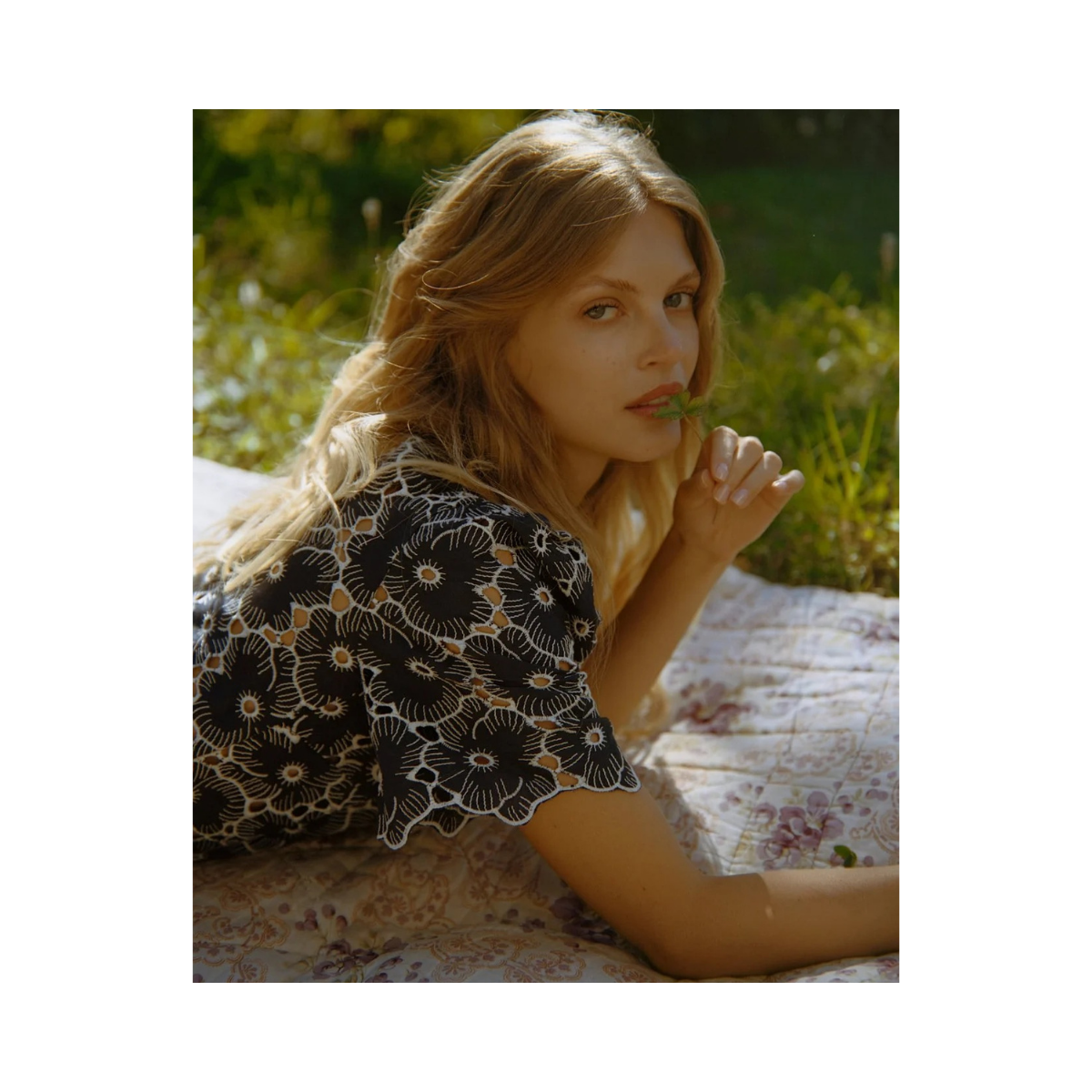Broderie Angalise Maxi Dress - Marine