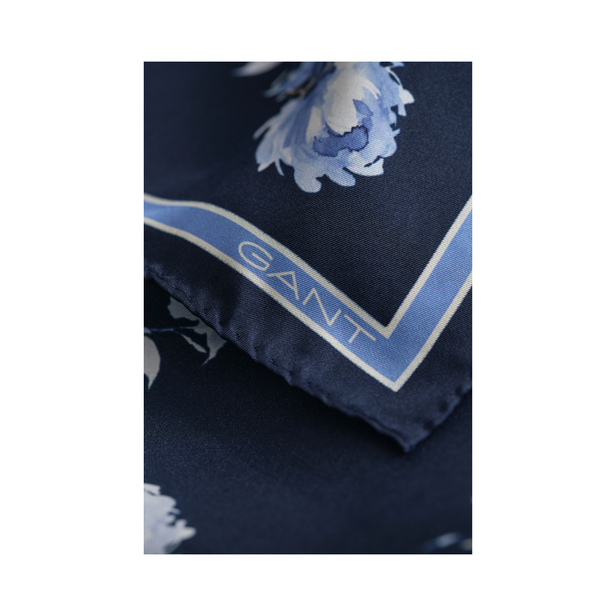 Floral Print Silk Scarf - Evening Blue